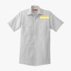 Short Sleeve Striped Industrial Work Shirt Thumbnail