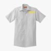 Short Sleeve Striped Industrial Work Shirt Thumbnail